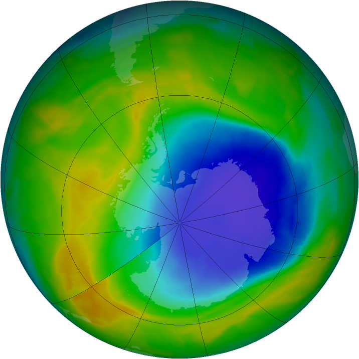 Antarctic ozone map for 27 October 2013